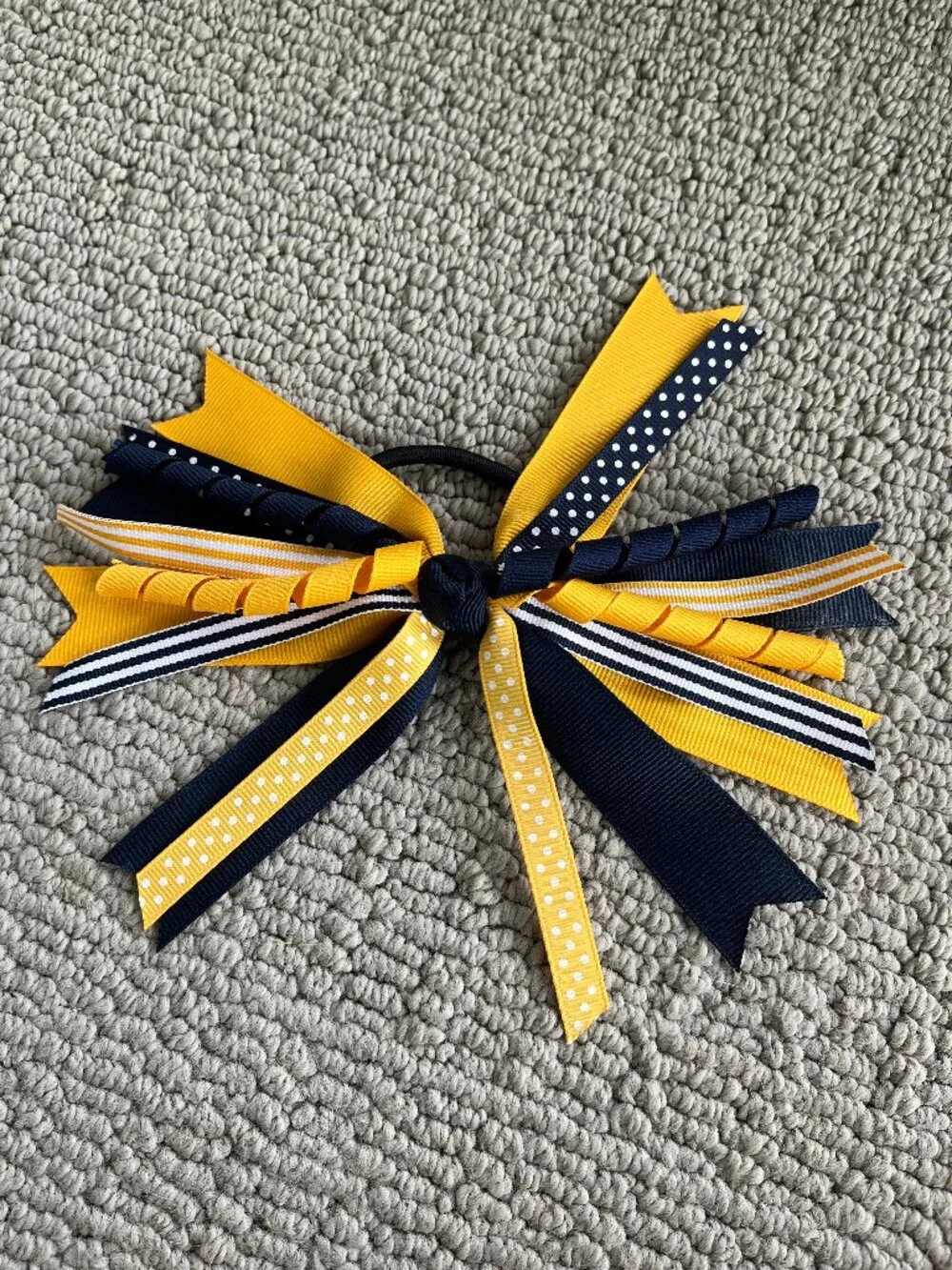 Hair Ponytail Elastic Navy Blue/Gold Ribbons USNA